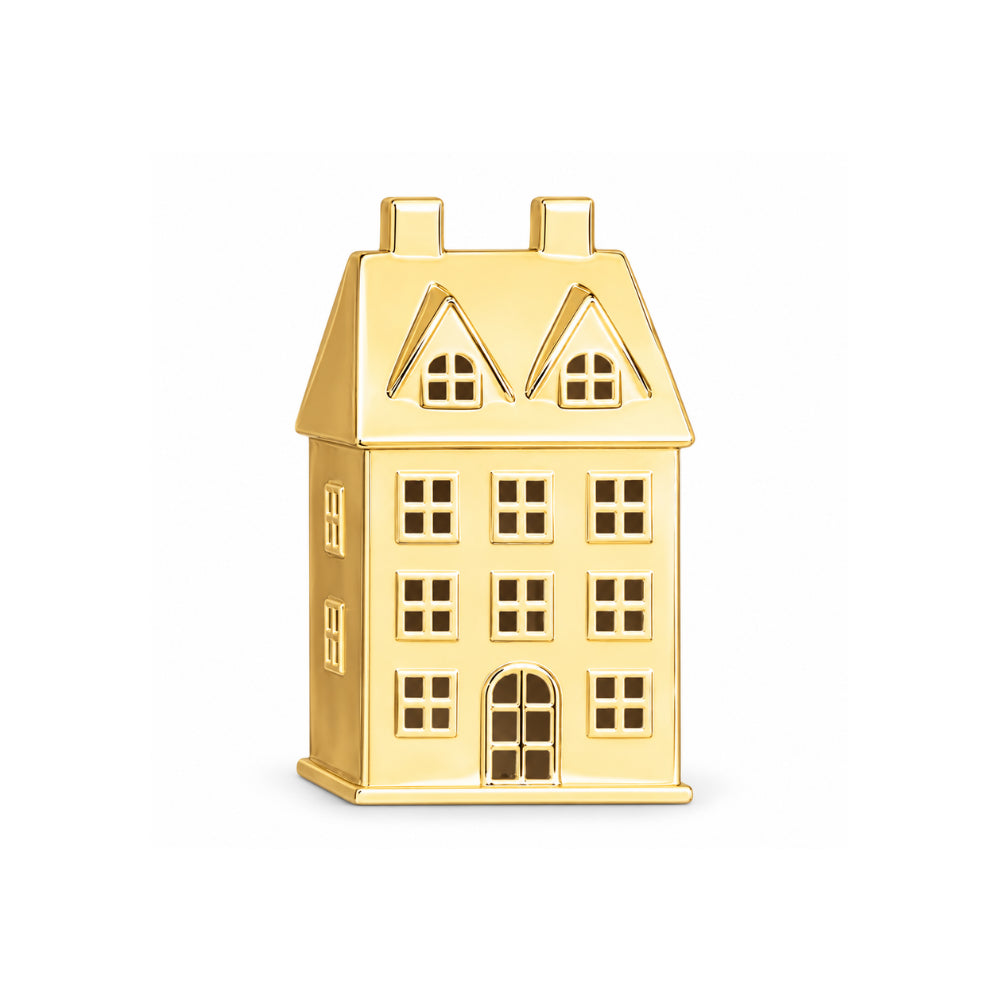Holly Days Christmas Collection Medium Alloy House Ornament - GOLD